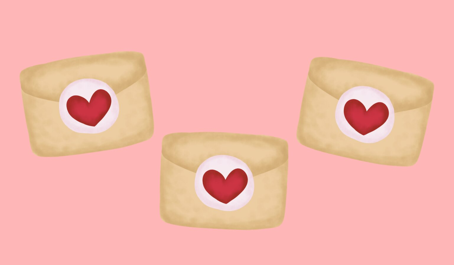 Lettres d'amour sur un fond rose p&acirc;le.